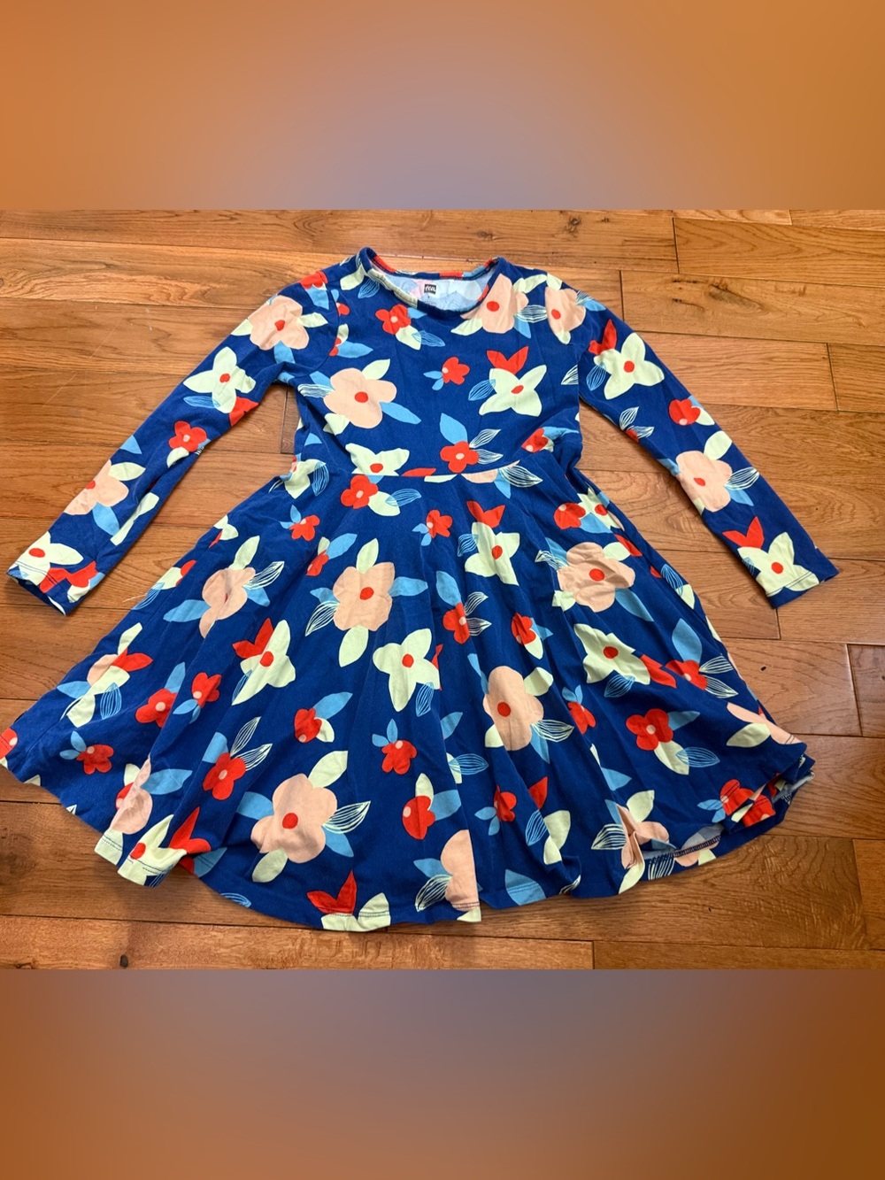 Tea Collection Girls Long Sleeve Floral Twirl  Dress